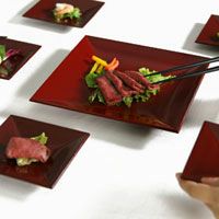 宮内庁御用達 漆器 山田平安堂】四方小皿揃 古代朱（5枚組