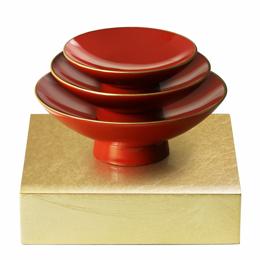 宮内庁御用達 漆器 山田平安堂】三ツ組盃 金帯 | 漆器 山田平安堂 WEB本店