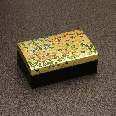 宮内庁御用達 漆器 山田平安堂】長小箱 百合／花丸四君子 | 漆器