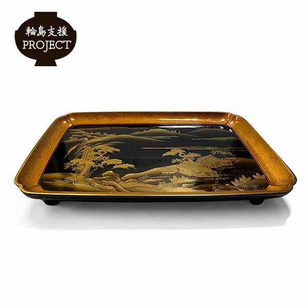 輪島塗 お盆 盆 2個セット （胴張盆 輪島塗 お盆 漆器 工芸品 厚から 